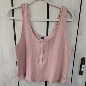 Old Navy Thermal Knit Cropped Henley Tank Top Size Medium